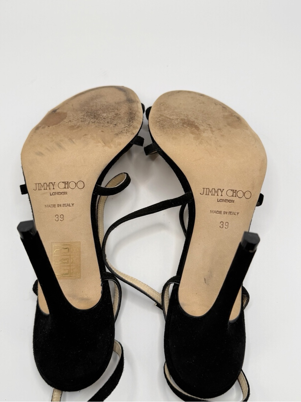 Authentic Jimmy Choo Black Suede Elaine Strappy Sandals High Heels Stiletto - Picture 12 of 15